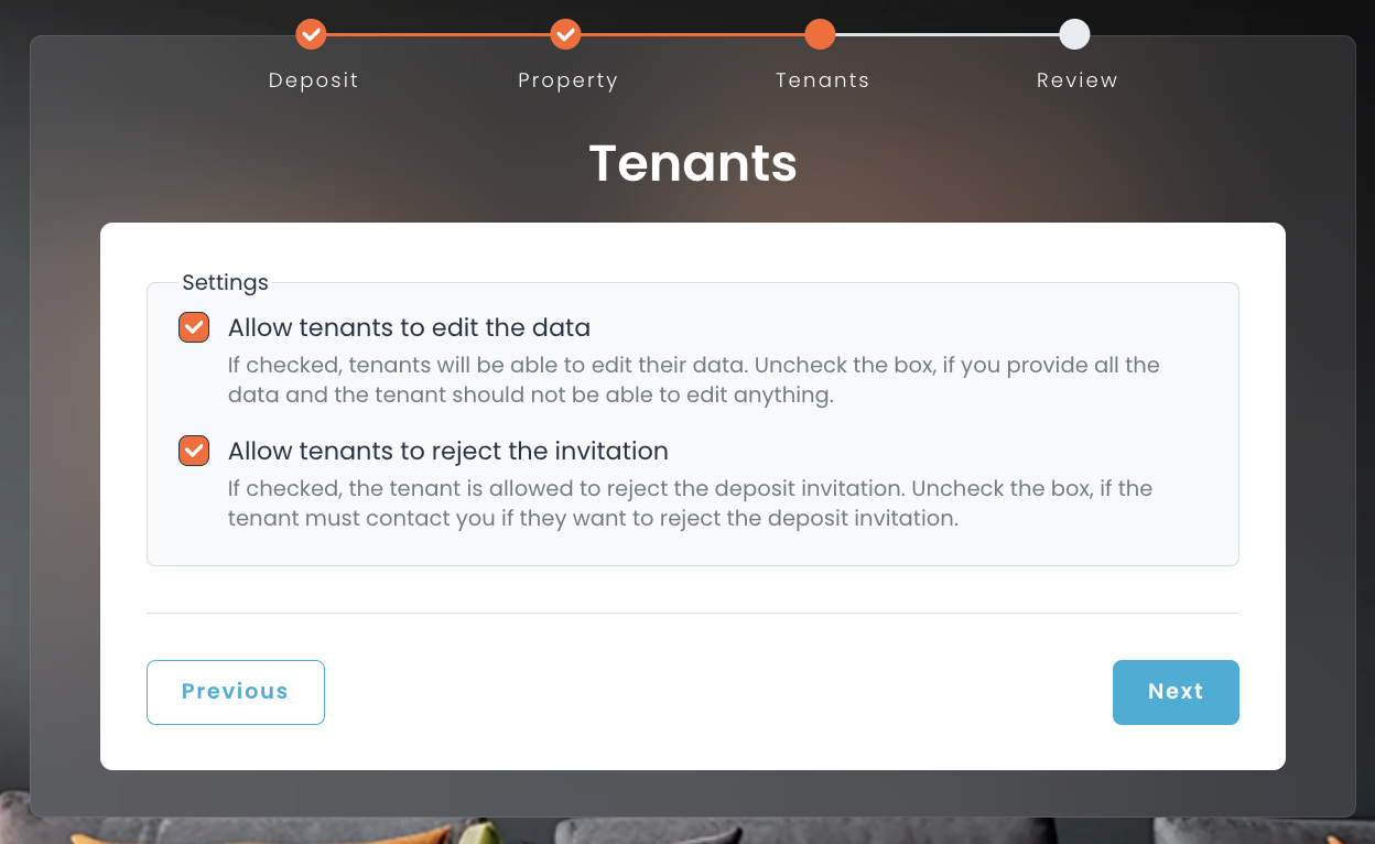 Create collateral settings