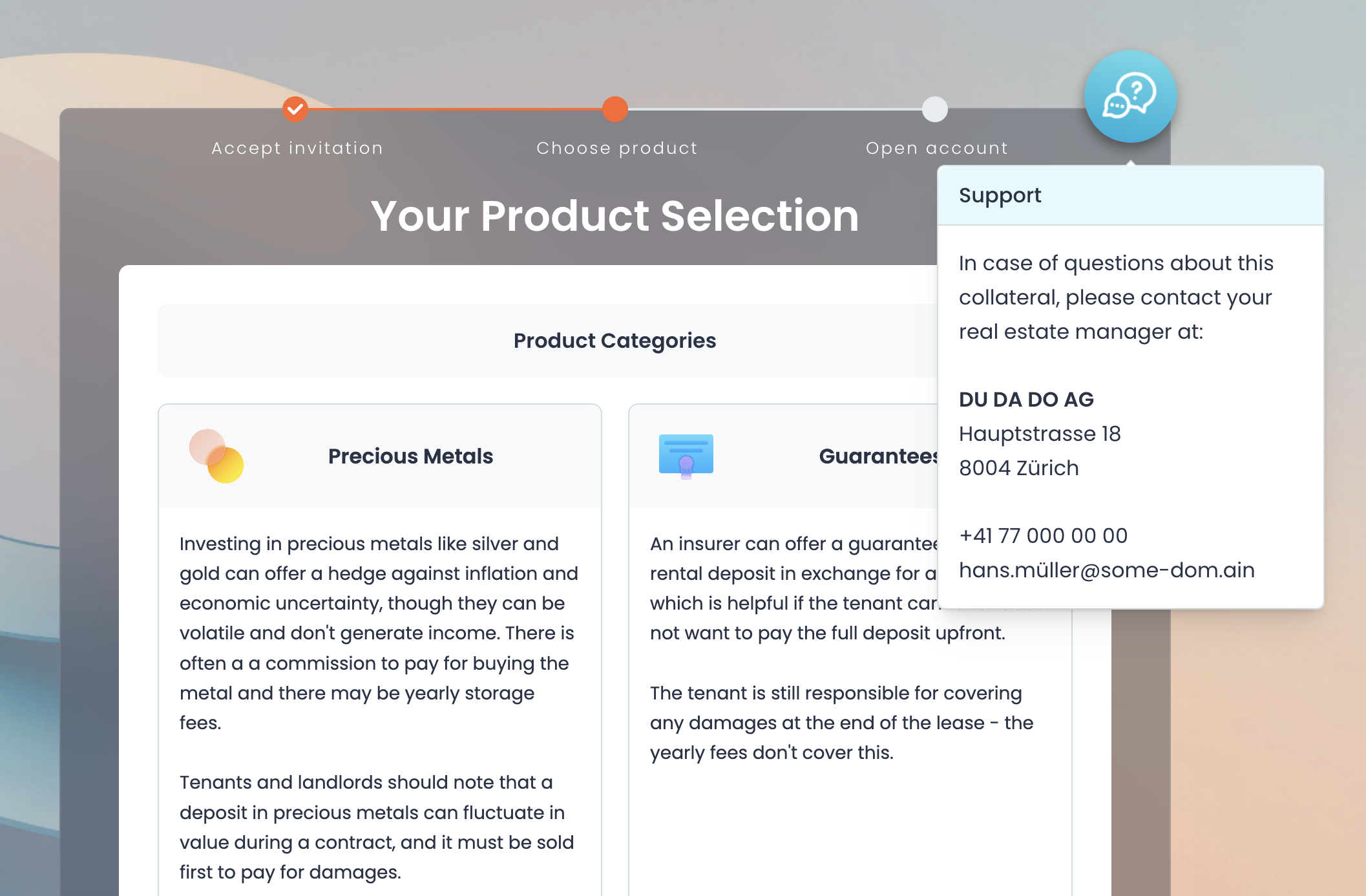 Support Info during onboarding