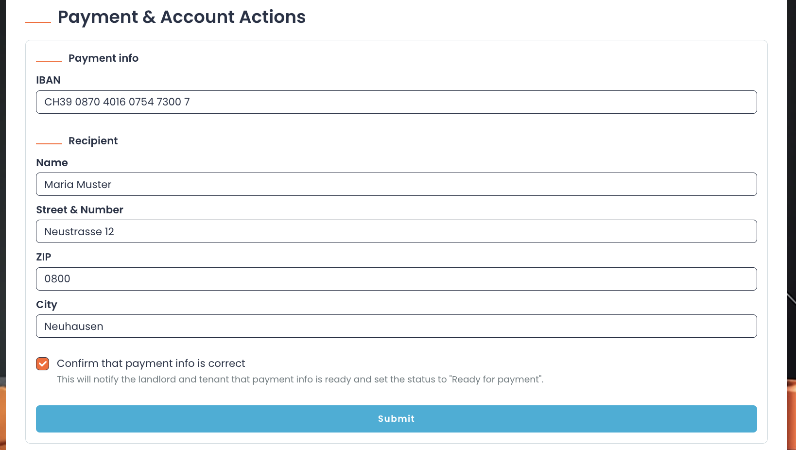 Payment / Account Information