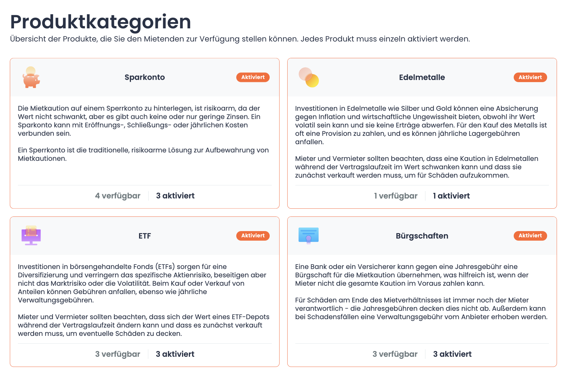 Kategorie Übersicht