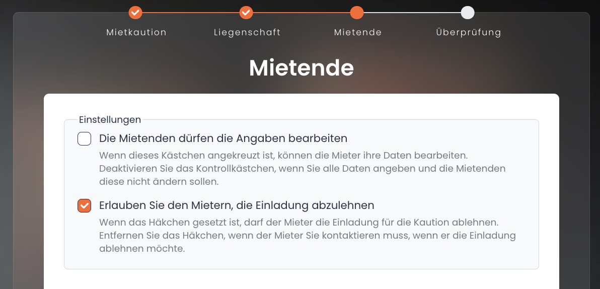 Create collateral settings