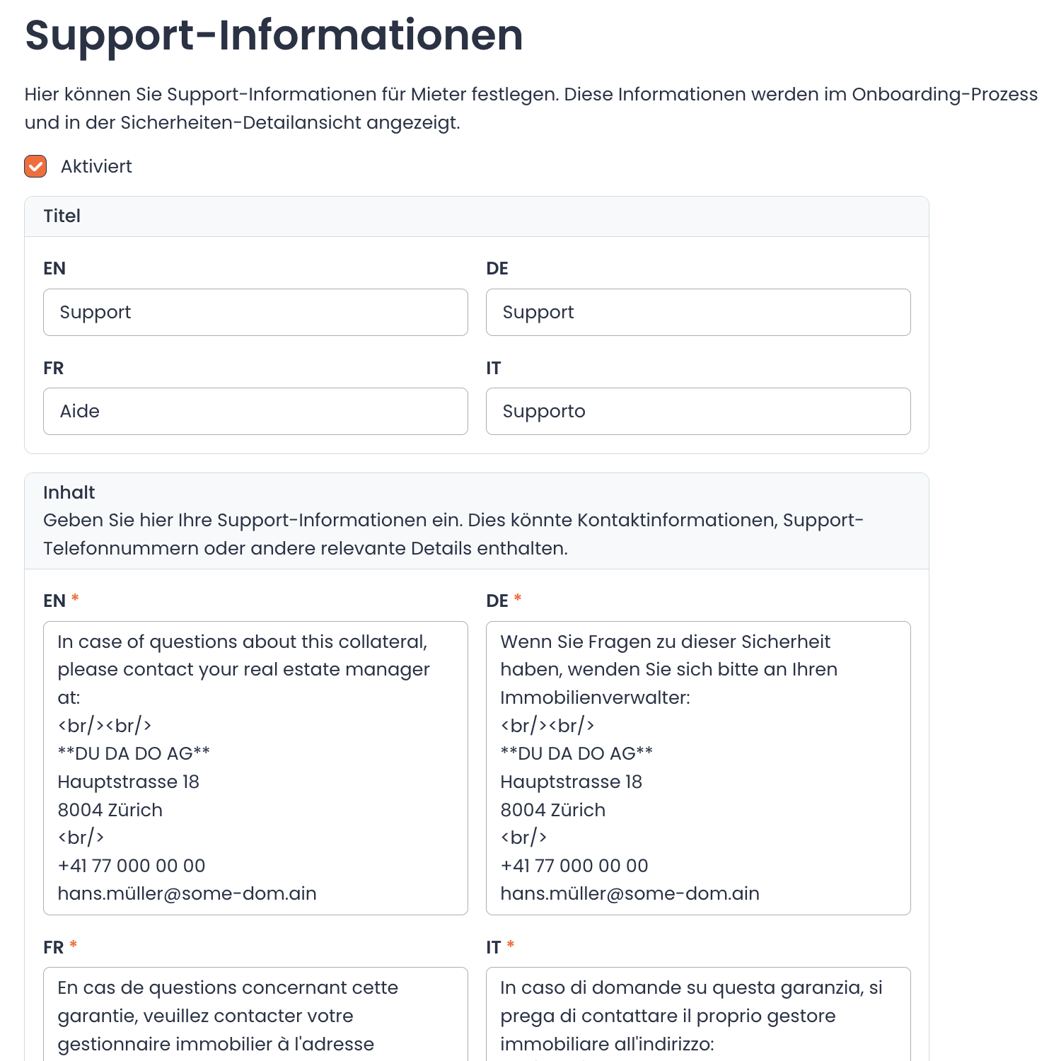 Support Informationen erfassen